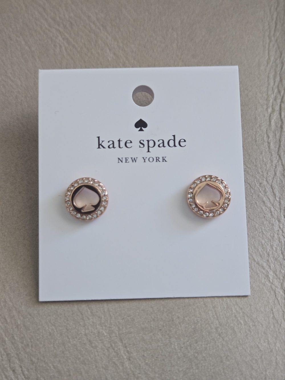 Kate Spade Rose Gold Spot The Spade Stud Earrings With Pave Crystal Halo